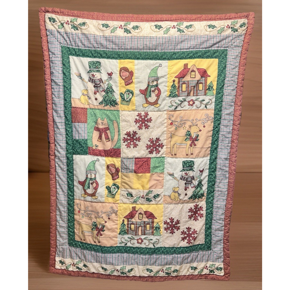 Limited Edition Christmas Wall Quilt #1068/4000 Vintage Folk Art Snowman